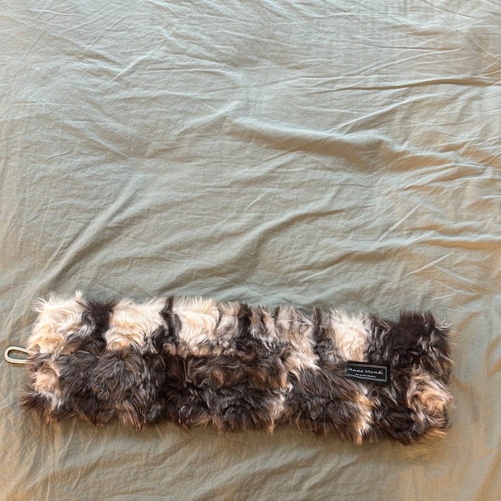 Brown and Cream Faux Fur Scarf and Wrap